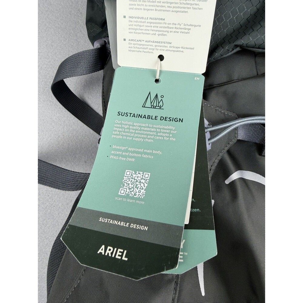 NWT Osprey Ariel 65 L Women’s Hiking Backpack Camping Pack Green Gray 3967 Cu.in - Picture 13 of 16